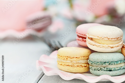Obraz na plátně Sweet Pastel Colored Macarons
