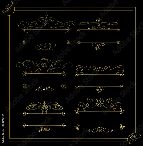  Decorative golden calligraphic design elements and page decor -vector set  