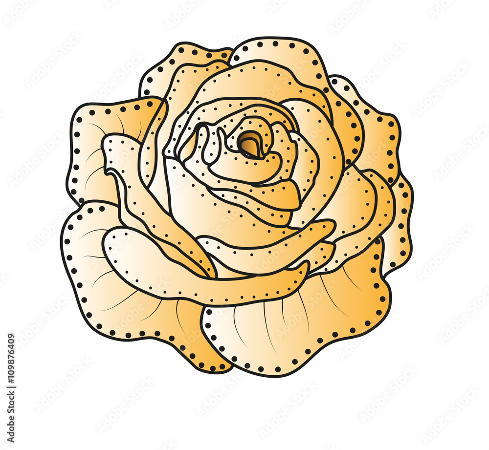 A beautiful rose vector isolated on white, rosa vettoriale isolata su sfondo bianco