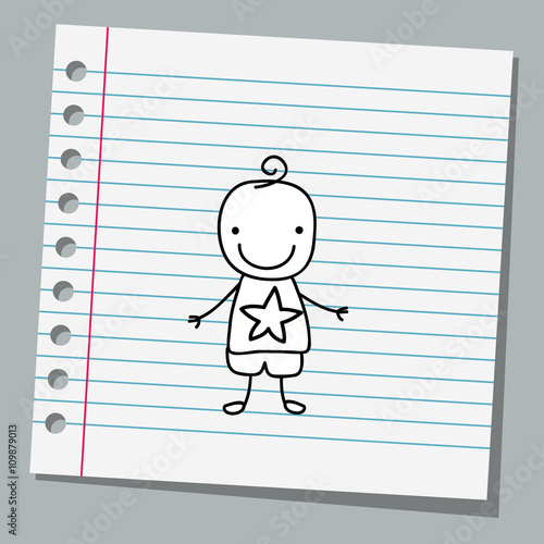 notebook paper with little boy