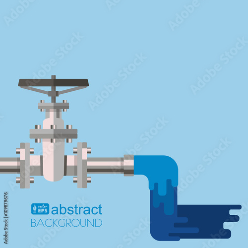 Background water supply with pipe, valve on the pipe