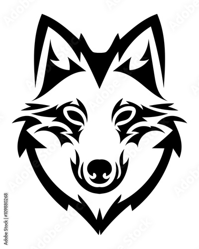 Beautiful wolf tattoo.Vector wolf's head as a design element on isolated background