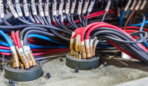 Wiring - Program control panel with wires in industry
