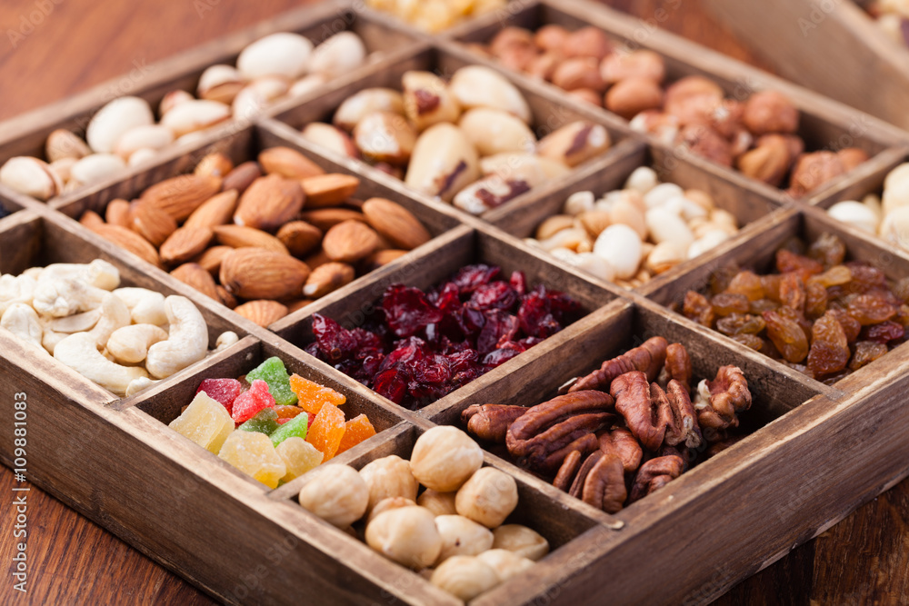 Nuts and dried berries collection