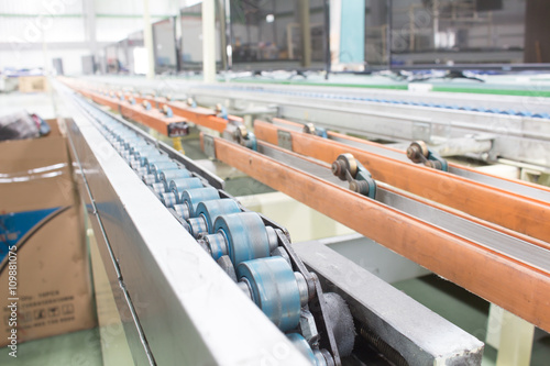 Conveyor in the production line of the factory.