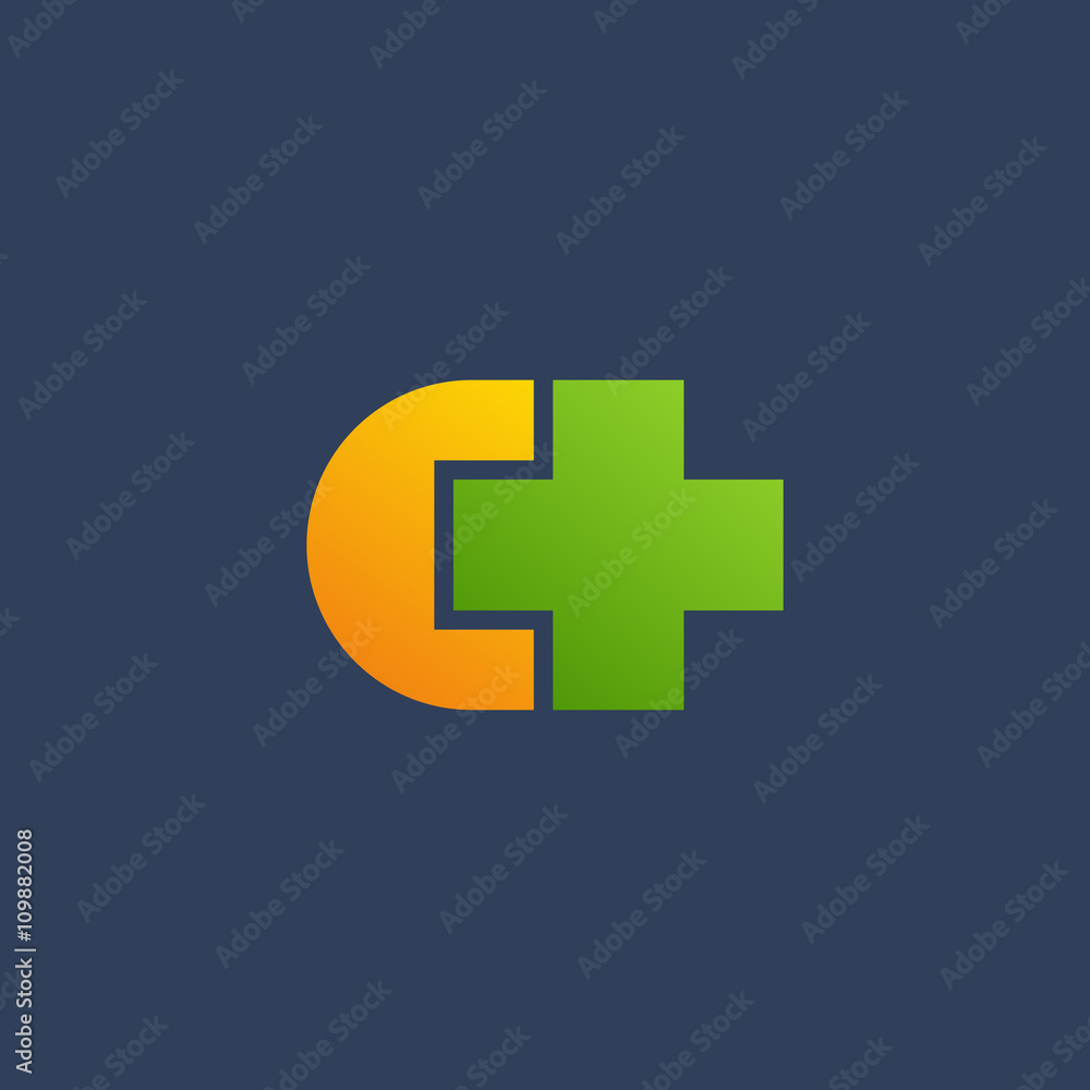 Letter C cross plus logo icon design template elements Letter C cross plus logo icon design template elements