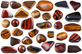 set of various tiger-eye natural mineral stones