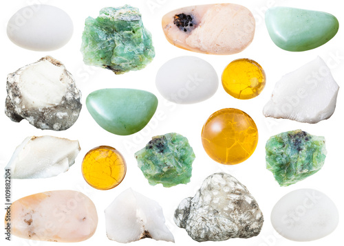 set of various opal natural gemstone photo