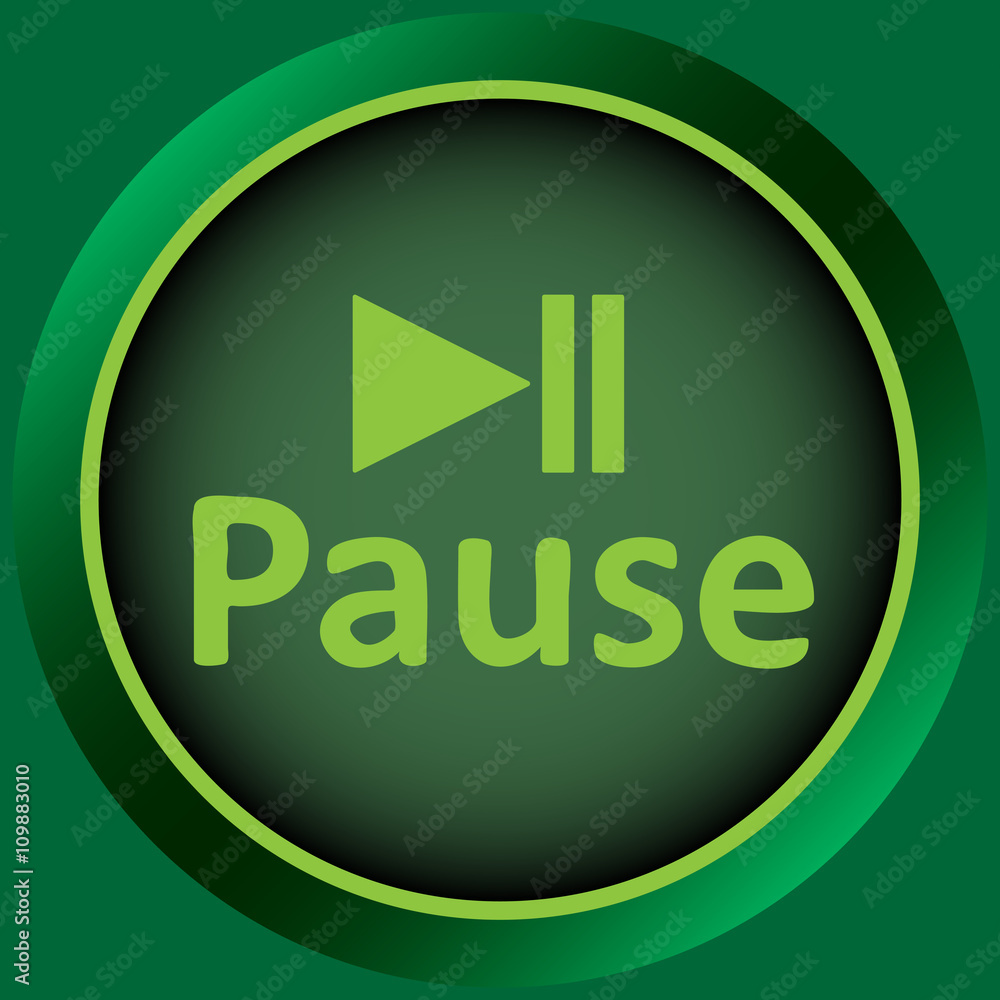 Icon green word pause and symbol Icon green word pause and symbol