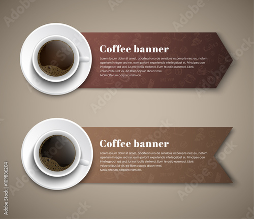 Design coffee banners with a cup of coffee.