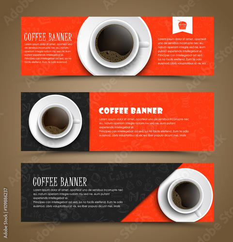 Design coffee banners with a cup of coffee.
