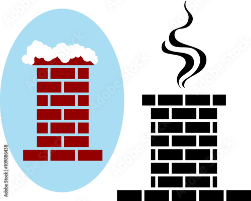 Photo Brick Chimney Icon Snow