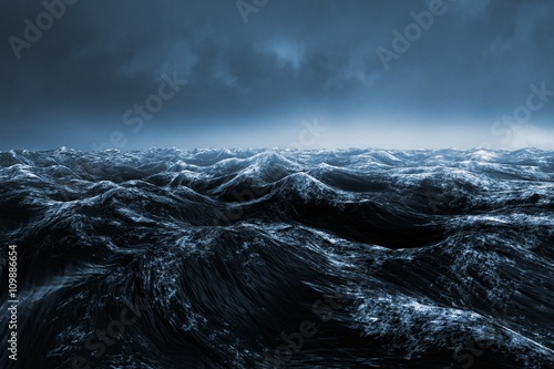 Composite image of dark blue rough ocean