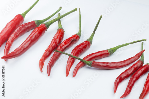 Red chillies with white background