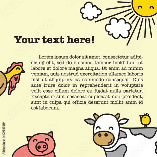 Farm animals frame for book vector illustration