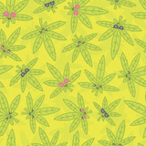 Cartoon kawaii weed seamless vector pattern green