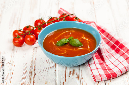Tomato soup and basil