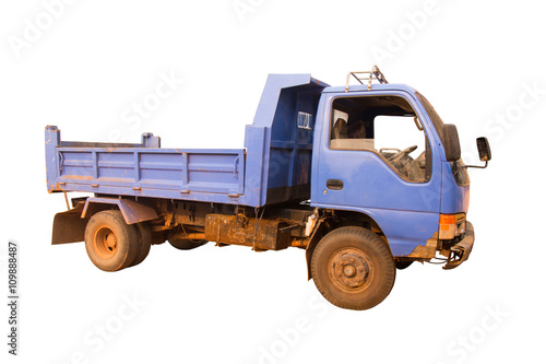 Dump truck - blue isolated on white