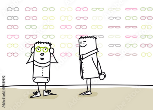 Chez l'opticien pour essayer des lunettes