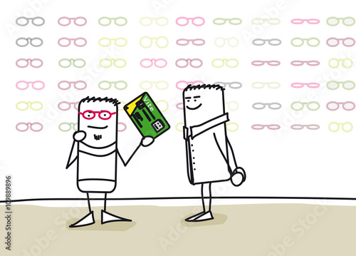 Chez l'opticien pour essayer des lunettes