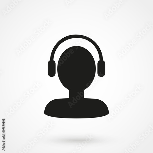 Headphones icon vector black
