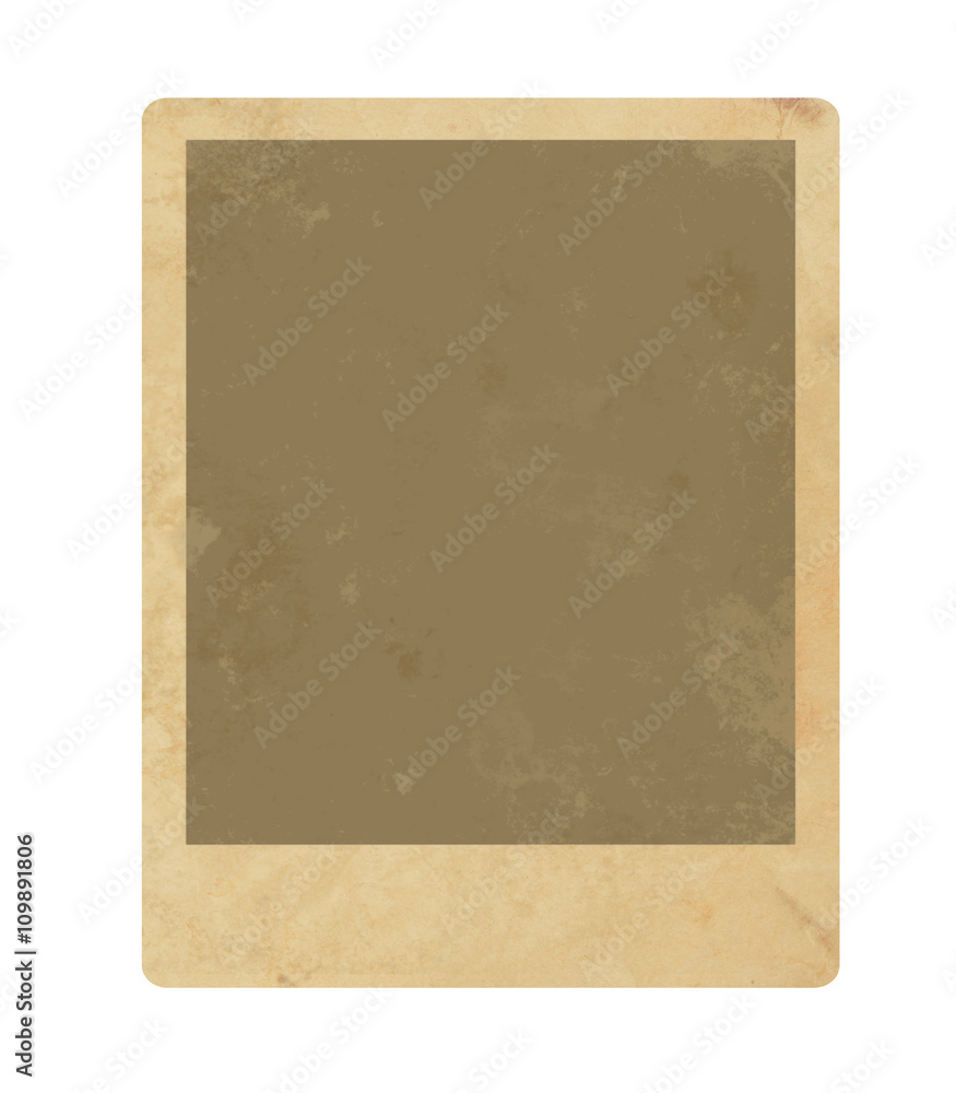 Old grungy photo isolated on white