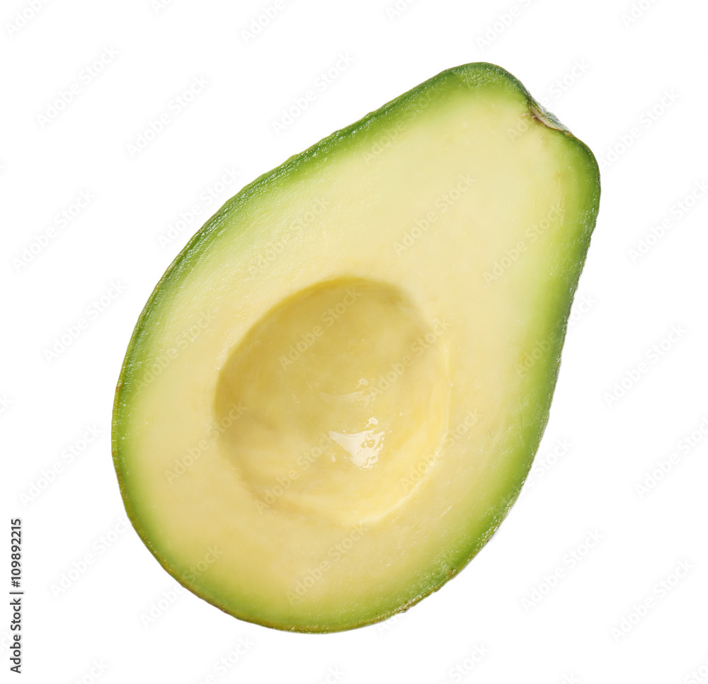 Half of fresh avocado isolated on white Half of fresh avocado isolated on white