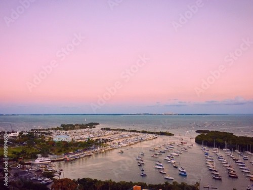 Aerial view of Coconut Grove marina, Miami