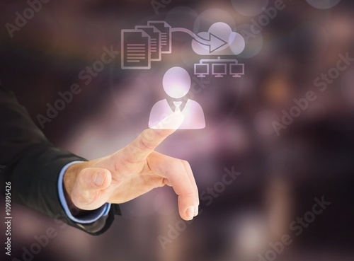 Composite image of businessman hand pointing something 