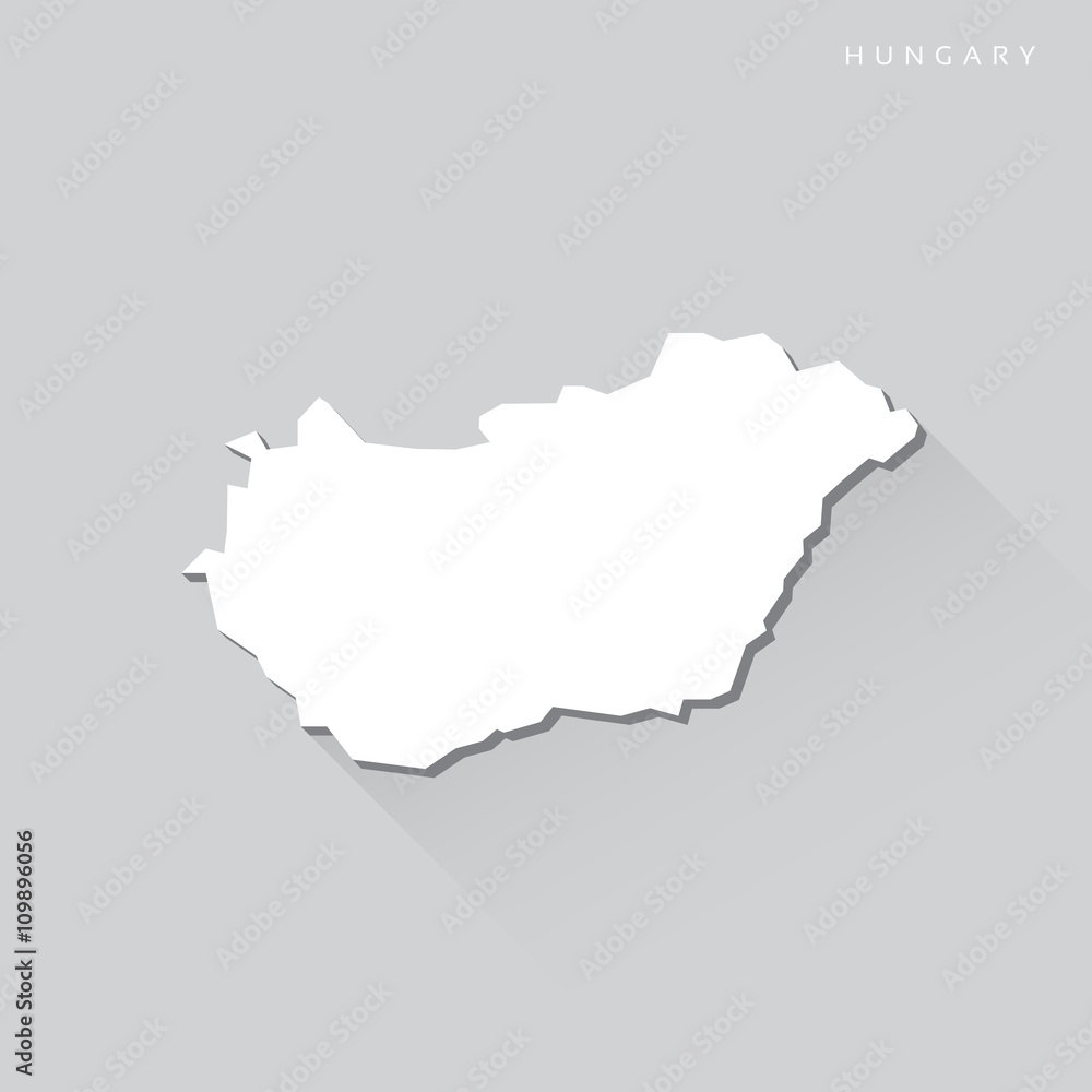 Obraz premium Hungary Long Shadow Vector Map