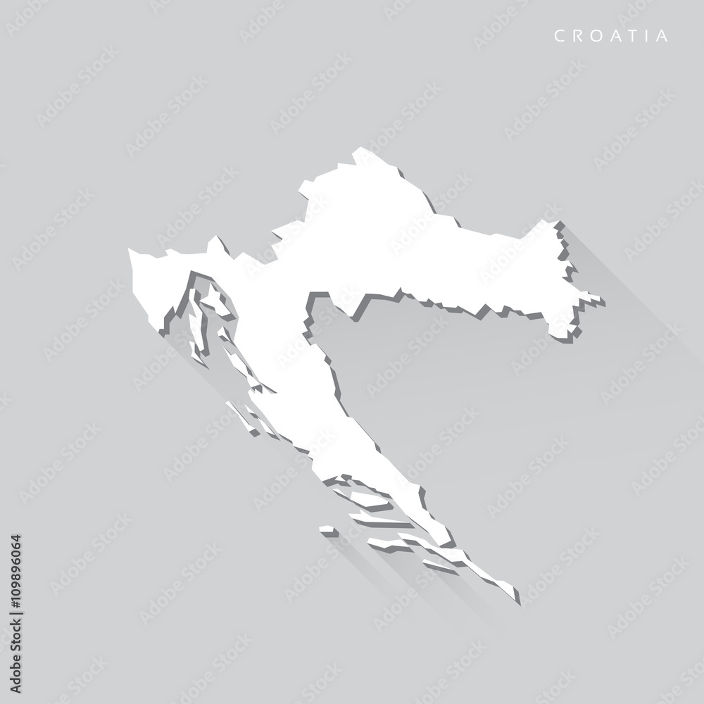 Croatia Long Shadow Vector Map