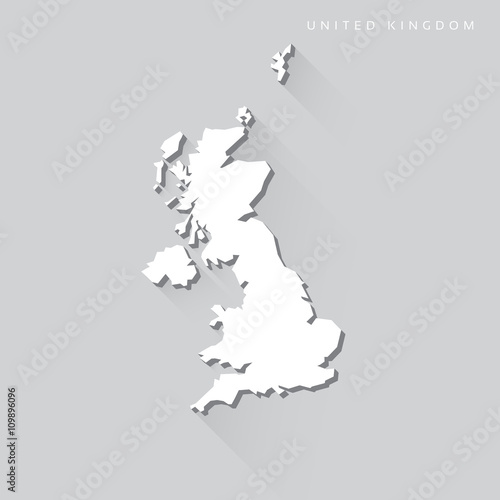United Kingdom UK Long Shadow Vector Map