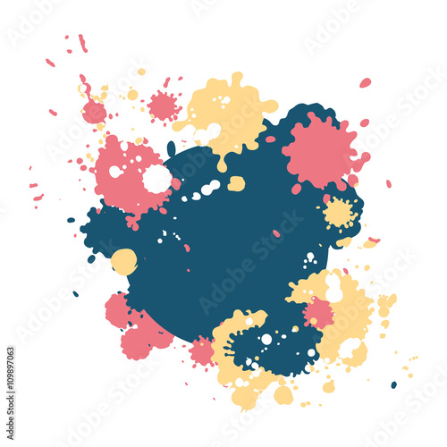 Abstract colorful background with vector bright pait blots. Modern abstract template.