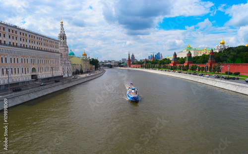 Moscow cityscape with Kremlin and river