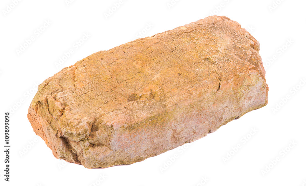Brick red clay isolated on white background