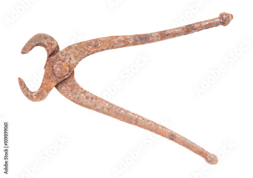 rusty old pliers isolated on a white background