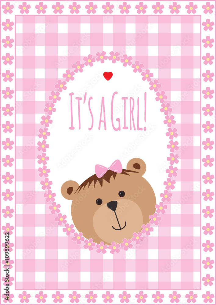 Greeting card with teddy bears and flowers Greeting card with teddy bears and flowers