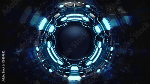 Quadro su tela abstract blue powerful mechanical technology vision