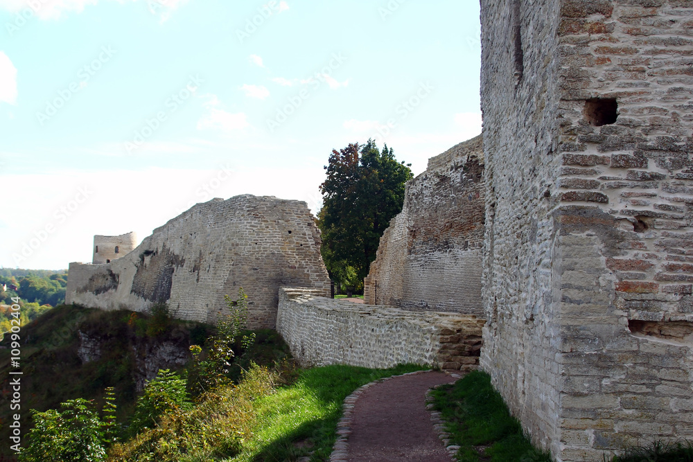 View of the wall and towers of the fortress