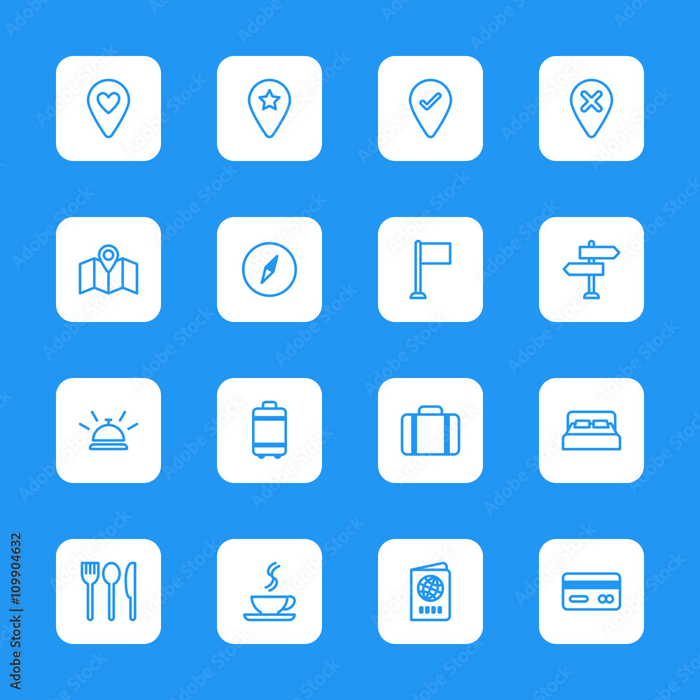 line travel icon set on white rounded rectangle for web design, user interface (UI), infographic and mobile application (apps) line travel icon set on white rounded rectangle for web design, user interface (UI), infographic and mobile application (apps)