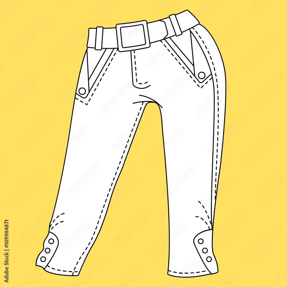 Jeans, trousers, pants. Fashion Illustration, CAD, Technical Drawing,  Specification Drawing Stock Vector | Adobe Stock