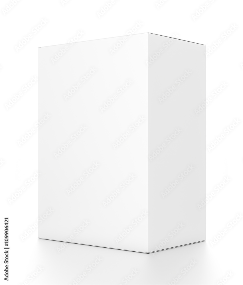 White vertical rectangle blank box from side angle. 3D illustration isolated on white background. White vertical rectangle blank box from side angle. 3D illustration isolated on white background.