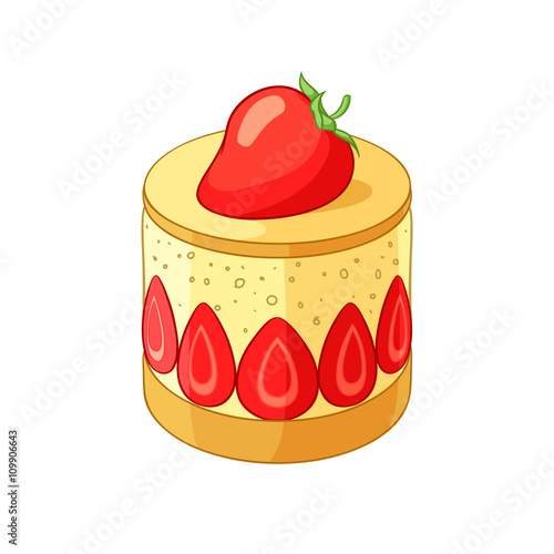 French classic strawberry Frasier dessert. Vector illustration. photo