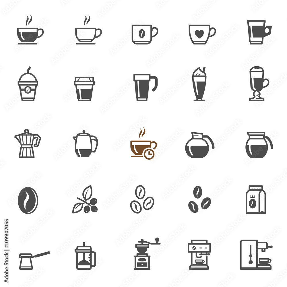 Coffee icons with White Background Coffee icons with White Background