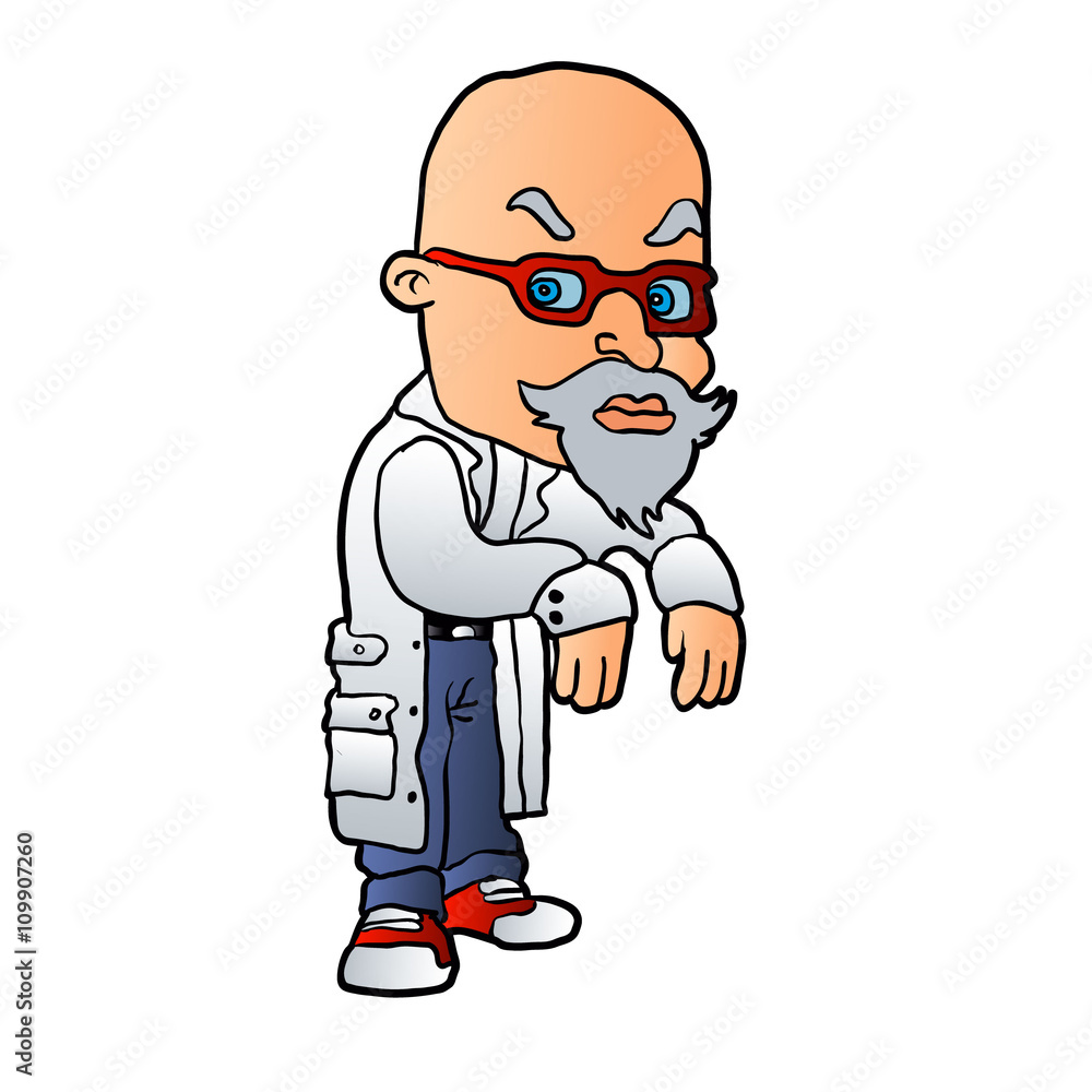 Cartoon mad scientist