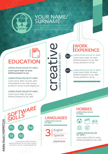 Vector resume template. Brochure, Flyer.