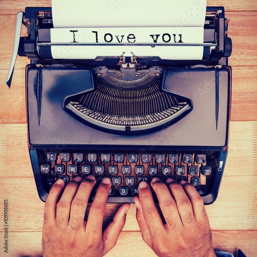 Foto Composite image of the sentence i love you against white backgro