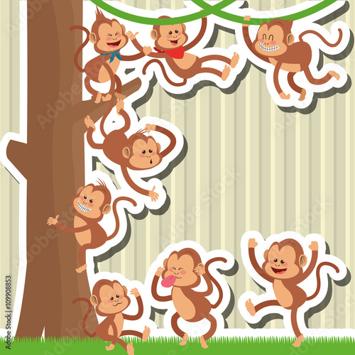 Canvas Print Monkey design, animal  and cartoon concept