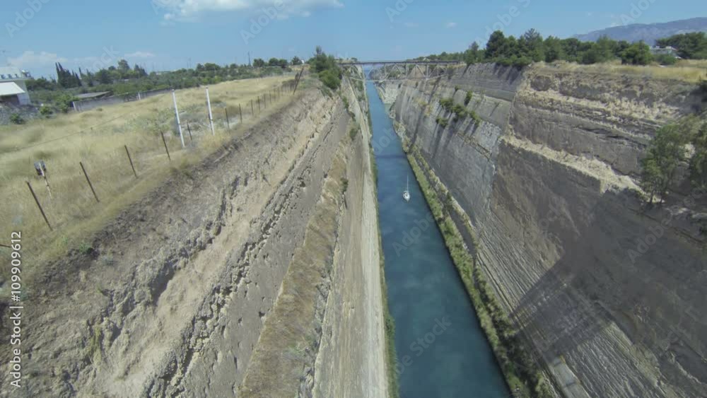 Corinth Canal with boat Corinth Canal with boat