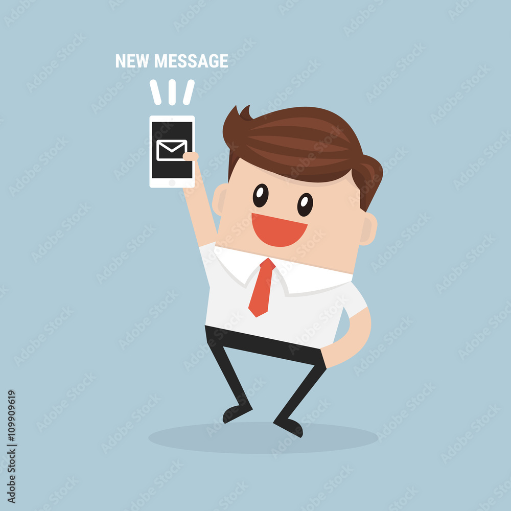 Businessman reading new message vector